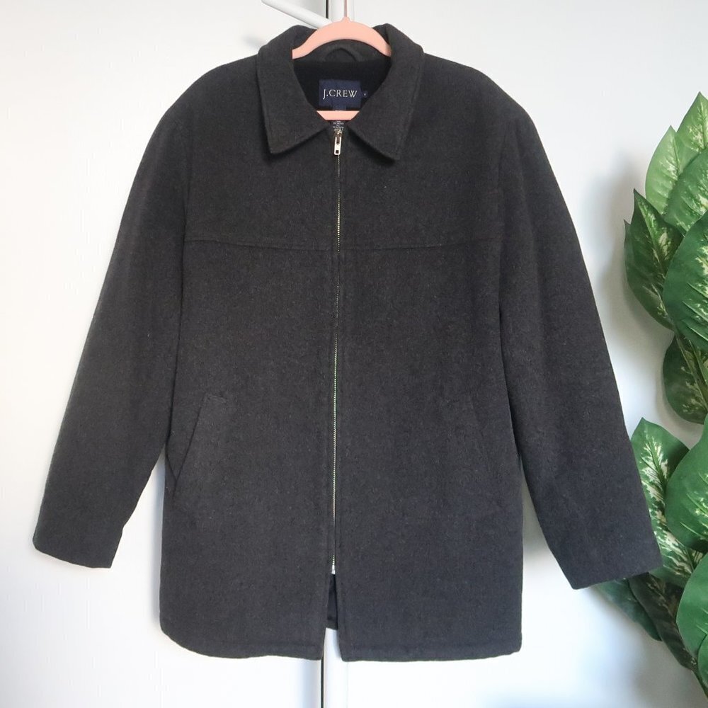 J. Crew Grey Wool Zipper Front Collared Coat / Jacket Size Medium M